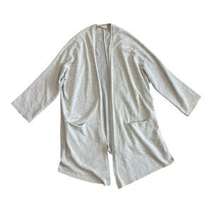 DONNI Gray Ribbed Open Front 3/4 Sleeve Cardigan OS